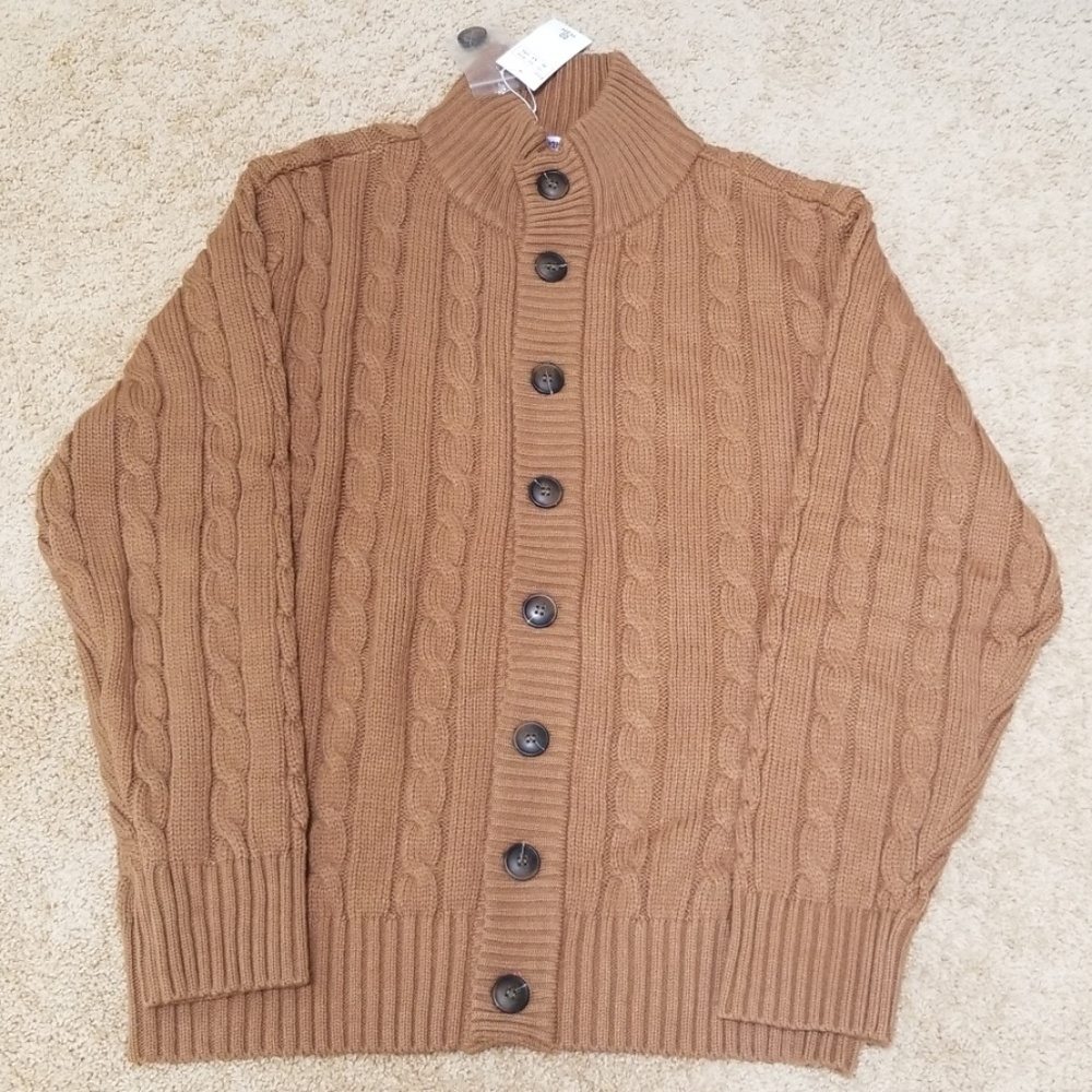 NWT! H2H Men's Brown Cable Knit Size XL Cardigan